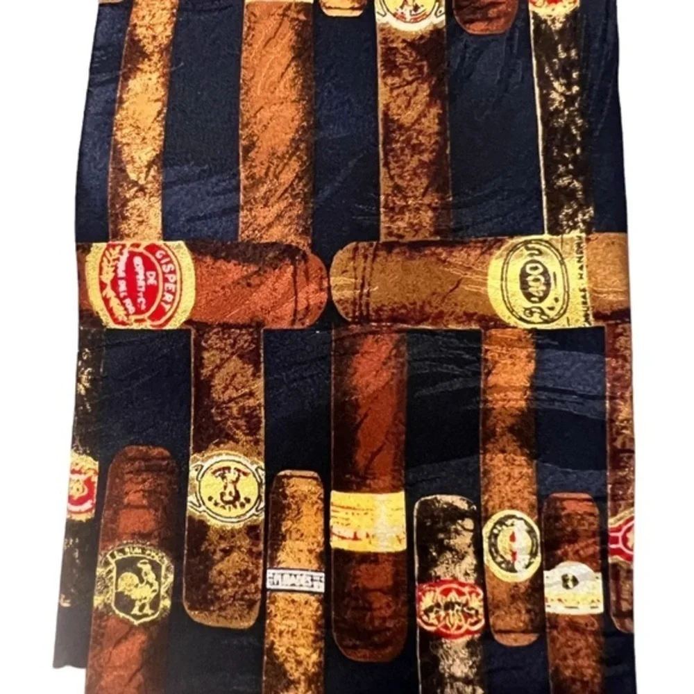 Vintage Cromley & Finch London cigar motif handmade silk tie